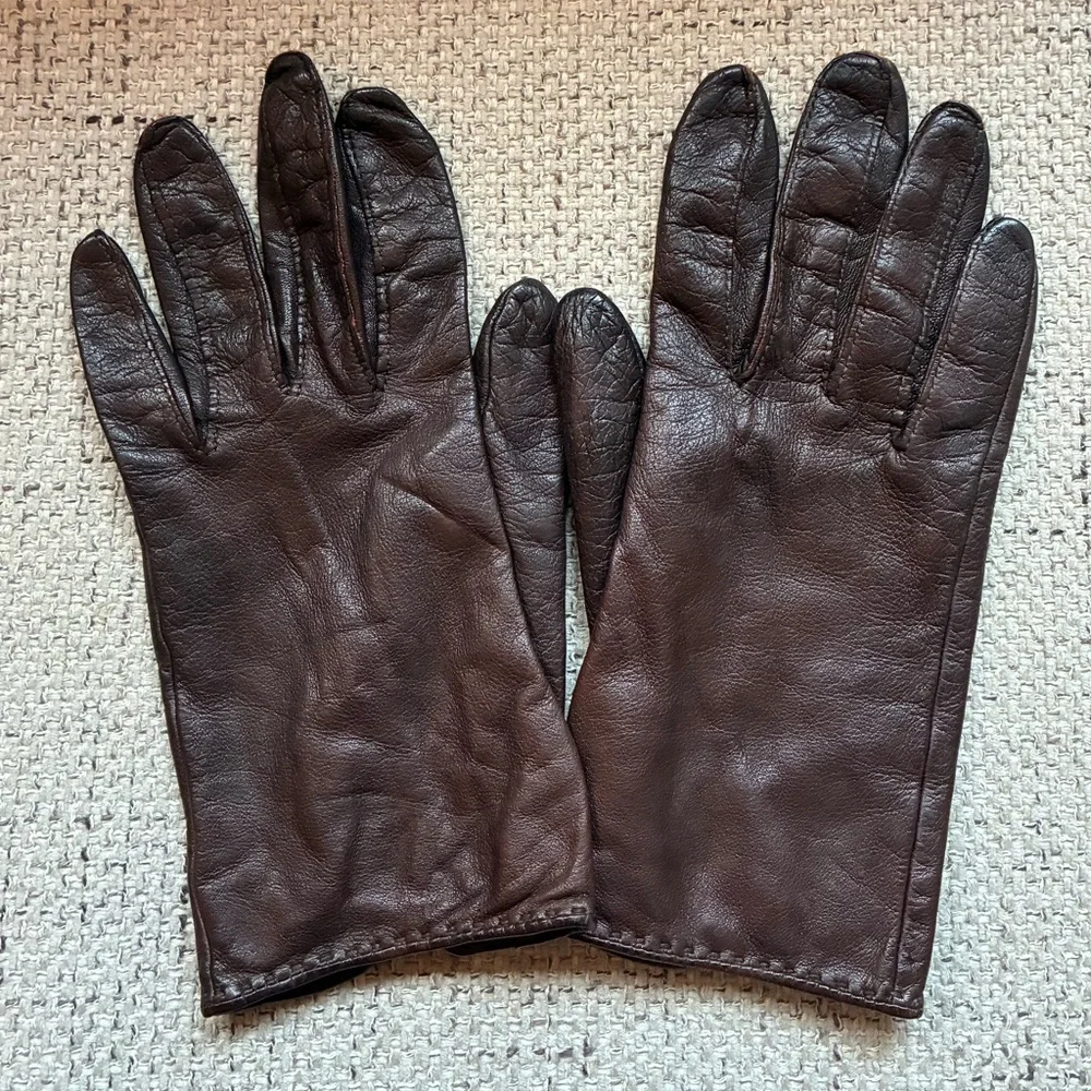 VTG Nordstrom Dark Brown Leather Gloves